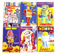 Decorative Mini Vintage Toy Robot Matchbox Set of 6 Matches for Candle and Fireplace Wood Matche