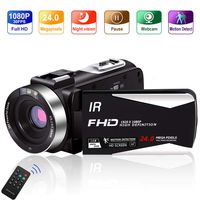 Video Camera Vlogging Camera Camcorder Full HD 1080P 30FPS 24.0 MP IR Night Vision YouTube Camera Supports Time Lapse & Motion Detection Vlog Camera with 3" LCD Screen Remote Control (5IA)
