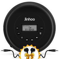 Portable CD Player with Wired Control Stereo Earbuds and AUX Cable, Jinhoo Rechargeable CD Player for car, FM Radio, Anti-Skip/Shockproof Protection Small Music Walkman MP3 Players