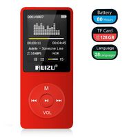Mp3 Player, RUIZU X02 Ultra Slim Music Player with FM Radio, Voice Recorder, Video Play, Text Reading, 80 Hours Playback and Expandable Up to 128 GB (Red)
