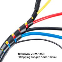 XHF 4mm(Wrapping Range:1.5mm-10mm) Spiral Cable Wrap Spiral Wire Wrap Cord for Computer Electrical Wire Organizer Sleeve Hose RoHS Black (Dia 4MM-Length 20M)