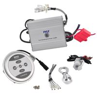 Waterproof Bluetooth Marine Amplifier Receiver - Weatherproof 2 Channel Wireless Amp for Stereo Speaker with 600 Watt Power, Wired RCA, AUX and MP3 Audio Input Cable - Pyle PLMRMBT5S (Silver)