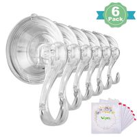 VIS'V Suction Cup Hooks, Removable Clear Heavy Duty Vacuum Suction Hooks with Cleaning Cloth Window Kitchen Bathroom Wall Hooks Hanger for Towel Loofah Sponge Cloth Key Christmas Wreath - 6 Packs