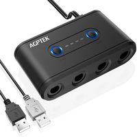 AGPTEK Gamecube Controller Adapter, Super Smash Bros Gamecube Adapter for Nintendo Switch, Wii U and PC USB with 4 Ports, Support Turbo, Home Button and Vibration, Plug and Play