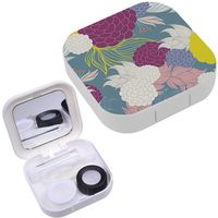 Portable Contact Lens Case Box Travel Kit Mirror + Bottle + Tweezers Container Holder [ Colorful Floral ]