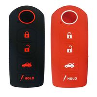 2Pcs Coolbestda Silicone 4buttons Smart Key Fob Remote Control Cover Case Protector Keyless Skin Jacket Bag for Mazda 3 6 CX-7 CX-9 MX-5 Miata Black Red