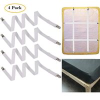 FLSLHS Extend 21.2" to 86.6" Adjustable 4-Piece Under Sofa, Mattress, Bed Sheet Fitted Fastener, Suitable for All Square Mattresses(White)