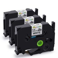 Replacement for Ptouch TZ 0.35" 9mm Label Tape Laminated TZe-221, Black on White, for Brother P-Touch D210 PT-H110 PT-D600 PT-D400, 3-Pack, by Markurlife