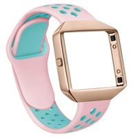 AKALE Compatible with Fitbit Blaze Bands, Silicone Band with Metal Frame Replacement Strap Wristband for Fit bit Blaze Smart Fitness Watch, （Pink and Duck Small）