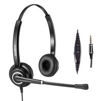 Cell Phone Headset with Noise Canceling Mic with in-line Volume Control and Mic Mute 3.5mm Headset Over The Head for Apple iPhone Samsung BlackBerry and Most Other Androids Mobiles