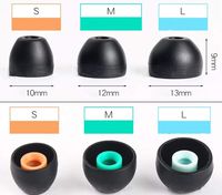 Justfitgear Pack of 3 Pairs (S/M/L) Silicone Earbuds Tips Cover Hook Fit Sony WI-1000X etc Headphone Headset (Black)