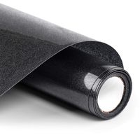 Glitter HTV Vinyl - 12inch x 5ft PU Heat Transfer Vinyl roll for Silhouette Cameo & Cricut Easy to Cut, Weed and Transfer, Iron On Htv Vinyl Design for T-Shirt, Clothes and Other Textiles(Black)