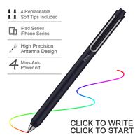 iPens Capacitive Rechargeable Pen for All Apple iPad/iPhone/iPad Mini/iPad Air/iPhone X Compatible with Samsung Note 5/Note 8/S7/S8,HTC, Google, LG Tablets and Smart Phones(4 ReplaceableTips)-Black