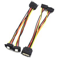 SDTC Tech 15 Pin SATA Power Splitter Adapter Cable Male to Dual Female 90-Degree Angle with Locking Latch Power Extension Cable (Copper/20cm) - 2 Pack