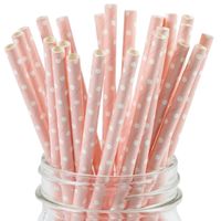 Paper Straws Pale Pink Polka Dot Pattern - Eco Friendly Wedding Straws - Dozens of Designs & Perfect For Any Party! Frozen Dessert Supplies - 1,000 Count