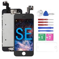 for iPhone SE Screen Replacement with Camera Black for A1662,A1723,A1724, Mobkitfp Compatible with iPhone 5SE Screen Replacement Digitizer LCD Touch Screen Display, Full Assembly with Repair Tools