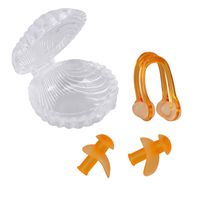 LIOOBO Swimming Nose Clips and Ear Plugs Set Waterproof Earplugs Soft Silicone Nose Protector Swimming Gear Orange
