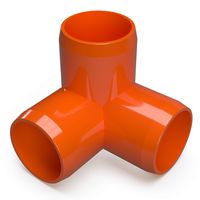 FORMUFIT F0013WE-OR-4 3-Way Elbow PVC Fitting, Furniture Grade, 1" Size, Orange (Pack of 4)