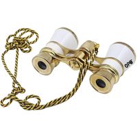Opera Glasses Compact Binoculars for Theater Horse Racing Classical Lady Gift 3X25 White with Gold Chain