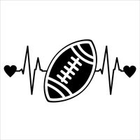 CCI Football Heartbeat Decal Vinyl Sticker|Cars Trucks Vans Walls Laptop| Black |6.5 x 3.25 in|CCI1455