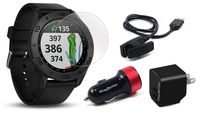 Garmin Approach S60 (Premium) Golf GPS Watch Power Bundle | Includes Leather Watch Band/Ceramic Bezel, PlayBetter HD Screen Protectors & USB Charging Adapters | 40,000+ Courses | 010-01702-03