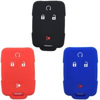 Ezzy Auto Qty 3 Color Silicone Rubber Key Fob Case Key Covers Keyless Remote Jacket Skin Protector fit for Chevrolet Silverado Colorado GMC Sierra Yukon Cadillac