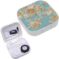 Portable Contact Lens Case Box Travel Kit Mirror + Bottle + Tweezers Container Holder [ Rose Bouquet Design ]