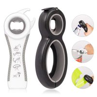 Maexus Jar Opener Bottle Opener Multi Kit 6 in 1 Opener, 5 in 1 Can Opener, Bag Opener, Seal Soda Easy Remover, Lid Twist Grips, Kitchen Tool for Seniors Arthritic Kids Children Gift (Grey)