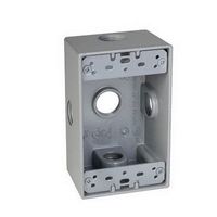 TayMac SB550XS Weatherproof Box, 1-Gang, (5) 1/2-Inch Outlets, Side Lug, Gray