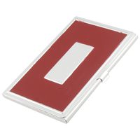 Uxcell Clip Closure ID Name Business Card Case Holder, Red Silver Tone