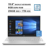 2019 Newest HP Pavilion 15.6 Inch HD Touchscreen Laptop (Intel 4-Core i5-8265U up to 3.9 GHz, 8GB RAM, 256GB SSD + 1TB HDD, Intel UHD 620, Backlit Keyboard, WiFi, Bluetooth, HDMI, Win10) (Renewed)