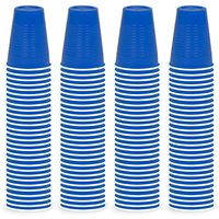 DecorRack 120 Party Cups, 12oz Reusable Disposable Soda Cups for Birthday Party, Bachelorette, Camping, Indoor Outdoor Events, Beverage Drinking Cups, Round -BPA Free- Plastic Cups, Blue (120 Pack)