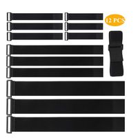 Kuke Elastic Fastening Cable Straps 12 pcs (5''/8''/11''/17'') Reusable Nylon Cable Ties Multifunctional Hook and Loop Straps