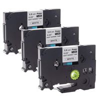 Pristar HSe211 5.8mm 0.23" Replacement for Brother Heat Shrink Tube Label Tape HSe-211 HS-211 HS211 Black on White Tape Brother P-Touch PT-E300 PT-H300 PT-E500 PT-E550W PT-P750WVP Label Maker, 3-Pack