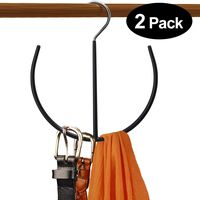 DOIOWN Belt Hangers Tie,Scarf,Shoes Non Slip Organizer Hangers Hook Rack (2 Pack-Black)