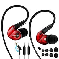 Adorer Sports Headphones RX6 Wired Earphones with Microphone and Memory Earhook, Running Earbuds for iPhone, iPad, Samsung, Smartphone, MP3 Player and more - Red