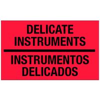 TapeCase Shipping Packing Labels"Delicate Instruments/Instrumentos Delicados", Red/Black - 500 per Pack (1 Pack)