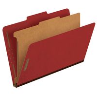 Pendaflex Recycled Classification File Folders, 1 Divider, 2" Embedded Fasteners, 2/5 Tab Cut, Legal Size, Red, Box of 10 (28775R)