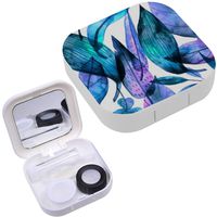 Portable Contact Lens Case Box Travel Kit Mirror + Bottle + Tweezers Container Holder [ Various Leaves ]