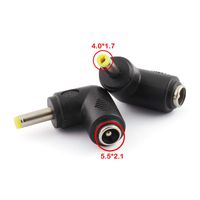 ZYAMY 2pcs 90 Degree Angle 5.5x2.1mm Female Jack to 4.0x1.7mm Male Plug Adapter DC Barrel Power Jack Charging Cable Connector