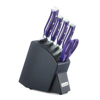 McCook MC42 6 Pieces Forged Triple Rivet Kitchen Knife Set in Natural Hard Wood Slim Block Approved by FDA (Violet)