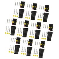 10 Kit 1 2 3 4 6 Pin Way Waterproof Connector IP68 AMP Superseal Nylon Housing 1.5mm Series Terminal Sockets AC/DC Conn Plug - 3 Pin