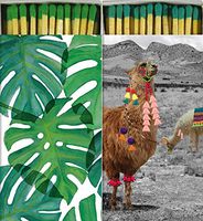 Decorative Matches Monstera Leaf and Llama Match Boxes with Long Kitchen Matches Great for Lighting Candles, Grills, Fireplaces and More | Set of 2 Large Match Boxes