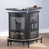 Tribesigns Bar Unit with Metal Mesh Front, Home Liquor Bar Table with Storage and Footrest, Black