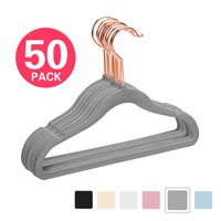 MIZGI Premium Kids Velvet Hangers (Pack of 50) with Copper/Rose Gold Hooks,Space Saving Ultra Thin,Non Slip Hangers use for Children's Skirt Dress Pants,Clothes Hangers by (Gray)