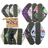 13pcs Set 1pc Mini Wet Bag + 12pcs Charcoal Bamboo Mama Cloth/ Menstrual Pads/ Reusable Sanitary Pads