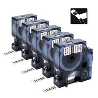 Anycolor Compatible Label Tape Replacement for DYMO 18488 Rhino Flexible Nylon Tape 1/2 Inch Industrial Tape Work with DYMO Rhino 4200 5200 6000 5000 Label Maker, Black on White, 12mm x 3.5m, 5-Pack
