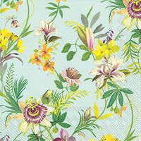 Ideal Home Range Flower Beauties Cocktail Beverage Napkins, Light Blue, 20-count