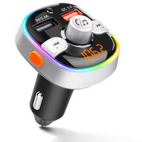 ZEEPORTE Bluetooth FM Transmitter for Car, QC3.0 Wireless Radio Bluetooth Adapter Music Player Charger Car Kit with Hands Free, 7-Colors LED Backlit, 2 USB Ports, Support TF Card USB Flash Drive