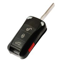 Key Fob Keyless Entry Flip Remote Uncut Shell Case & Pad fits Porsche 2003-2011 Cayenne